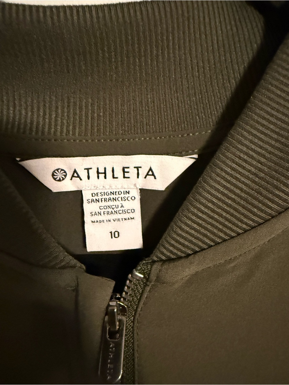 Athleta Olive Green Sleeveless Zip-Front Utility Jumpsuit - Picture 2 of 3